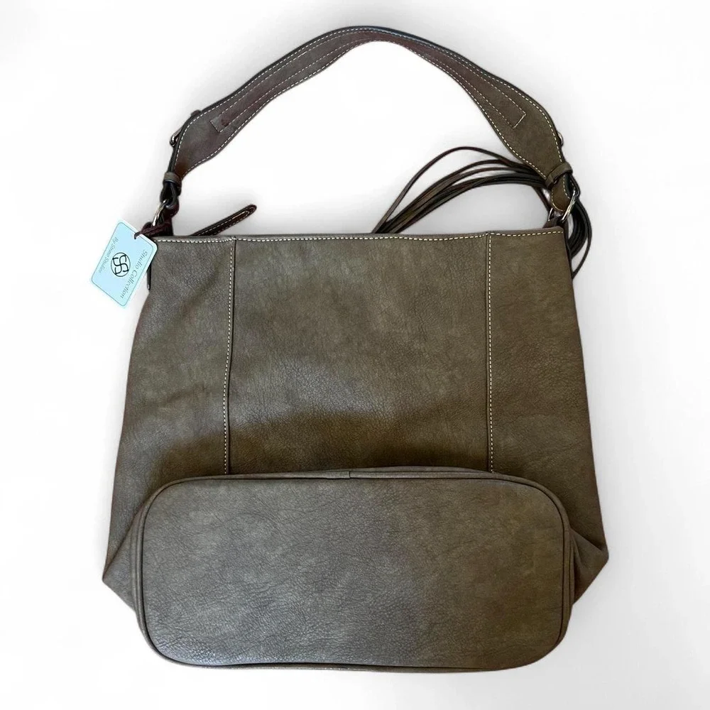 Brown Suede & Sherpa Boho Western Bucket Bag NWT